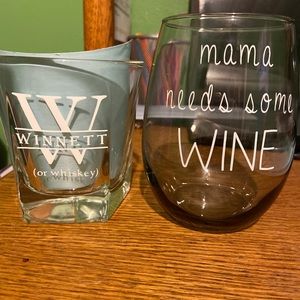 Whiskey glass, wine glass